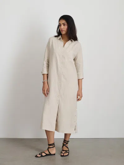 Alex Mill Long Sleeve Linen Midi Shirtdress In Neutral