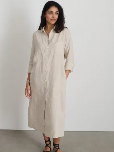Alex Mill Long Sleeve Linen Midi Shirtdress In Neutral