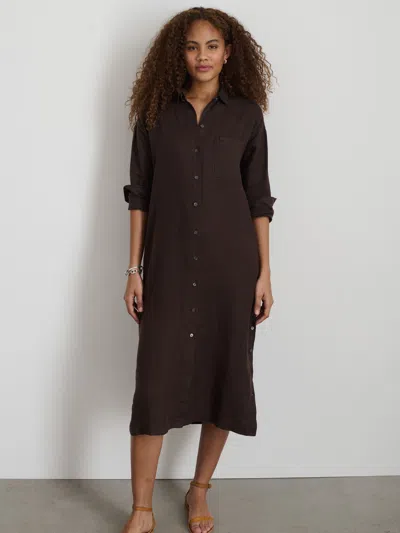 Shop Alex Mill Kerry Shirtdress In Linen In Dark Brown