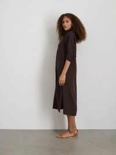 Shop Alex Mill Kerry Shirtdress In Linen In Dark Brown