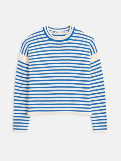 Shop Alex Mill Mariner Striped Rollneck Sweater In Cotton In Ivory/ultramarine