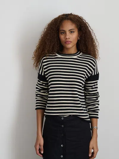 Shop Alex Mill Mariner Striped Rollneck Sweater In Cotton In Black/ivory