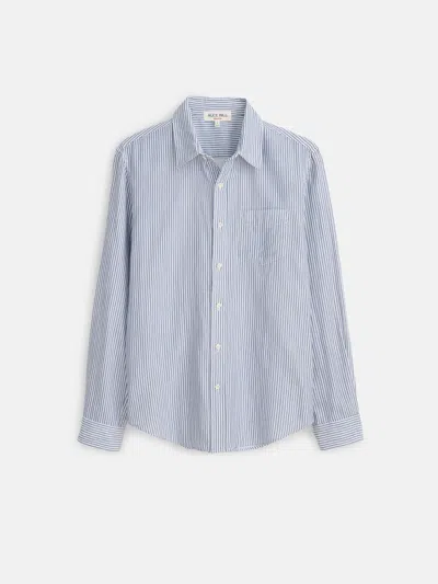 Shop Alex Mill Mill Shirt In Double Gauze In White/evening Blue