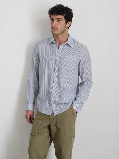 Shop Alex Mill Mill Shirt In Double Gauze In White/evening Blue
