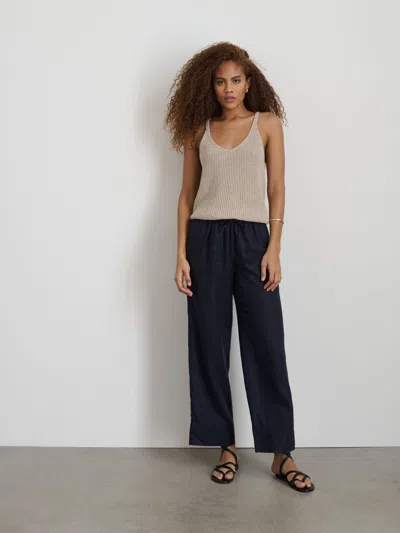 Shop Alex Mill Riley Pant In Linen In Dark Navy