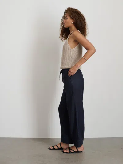 Shop Alex Mill Riley Pant In Linen In Dark Navy