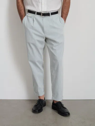 Alex Mill Standard Pleated Pant In Seersucker In Light Blue