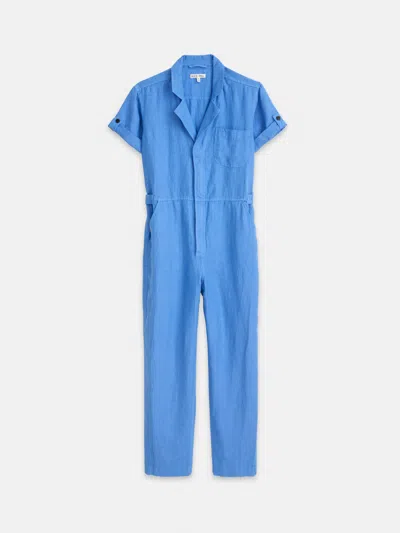 Shop Alex Mill Summer Jumpsuit In Linen In French Blue