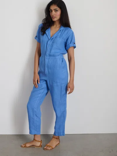 Shop Alex Mill Summer Jumpsuit In Linen In French Blue