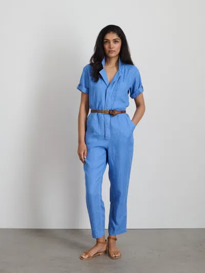 Shop Alex Mill Summer Jumpsuit In Linen In French Blue