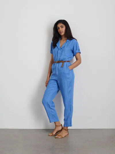 Shop Alex Mill Summer Jumpsuit In Linen In French Blue