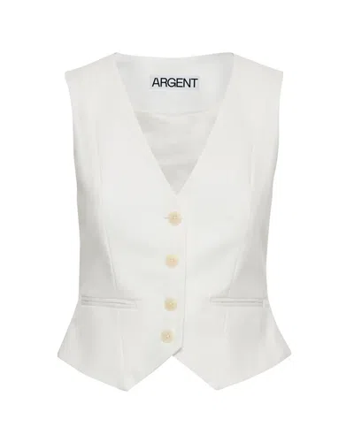 Shop Argent Waistcoat In Cotton Twill In White