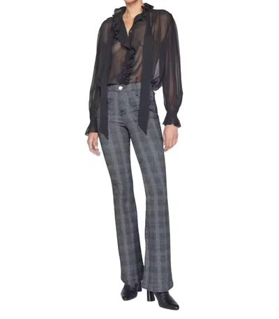 Shop Frame Le Bardot Flare Pant In Noir Multi In Grey