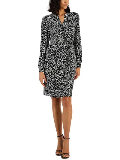 Shop Anne Klein Womens Knee Length Printed Shift Dress In Black