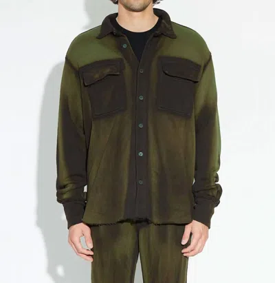 Cotton Citizen Bronx Buttondown Sweatshirt In Forest Green Cast In Multi