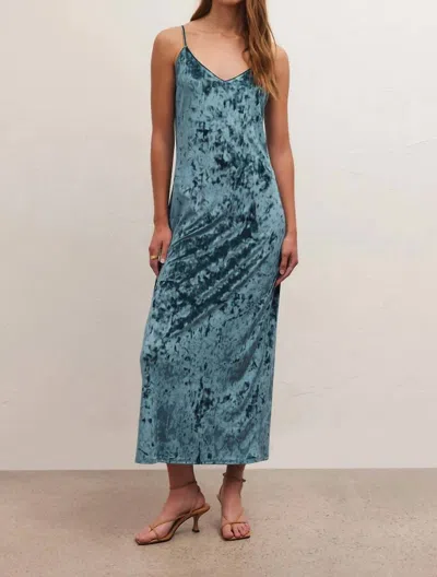 Shop Z Supply Selina Crushed Velvet Dress In Blue