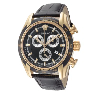 Shop Versace Men's 44mm Quartz Watch In Black
