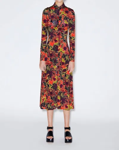 Shop Rosetta Getty Slim Shirt Dress In Mosaic Flowers In Multi