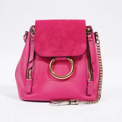 Shop Chloé Mini Faye Backpack Hot Leather In Pink