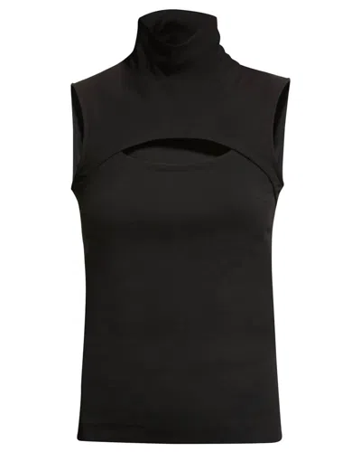 Rosetta Getty Sleevless Cutout Turtleneck Top In Black In Black