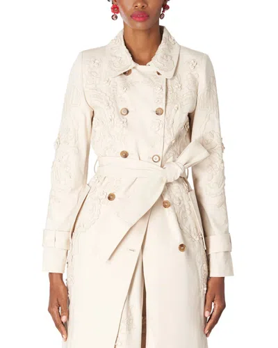 Shop Carolina Herrera Double Breasted Long Coat In White