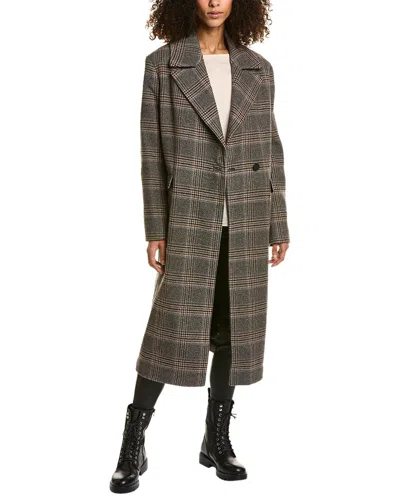 Shop Allsaints Alexis Check Wool-blend Coat In Brown