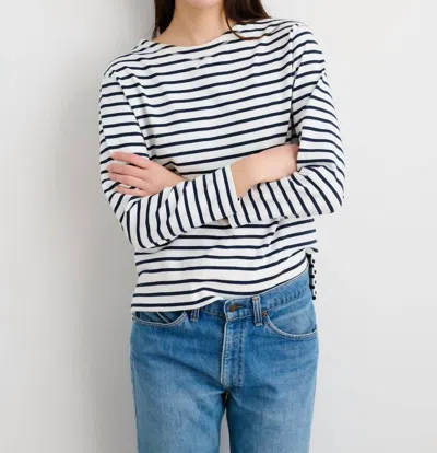 Shop Alex Mill Lakeside Stripe Tee Top In Off White/navy In Blue