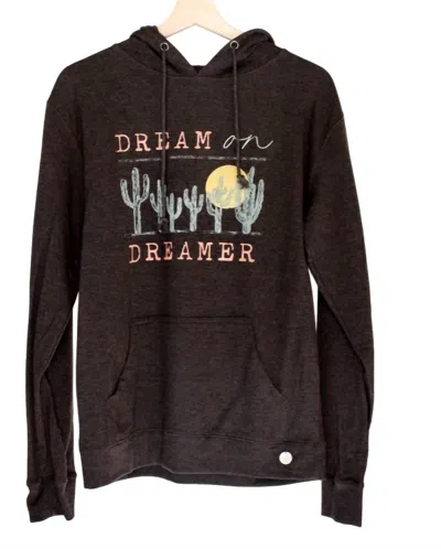 Shop Crowned Free Dream On Dreamer Hoodie In Charcoal Grey In Brown