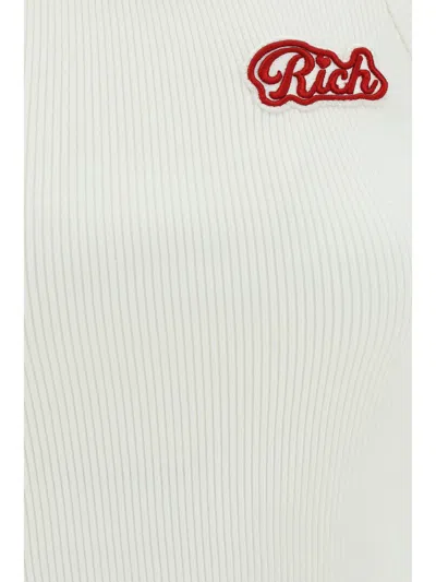 Shop Alessandra Rich Logo Ribbed Cotton Tank Top In White