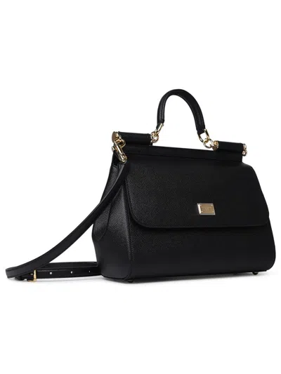 Shop Dolce & Gabbana Large Black Leather Sicily Bag