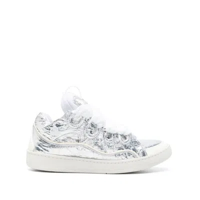Shop Lanvin Sneakers In Silver/white