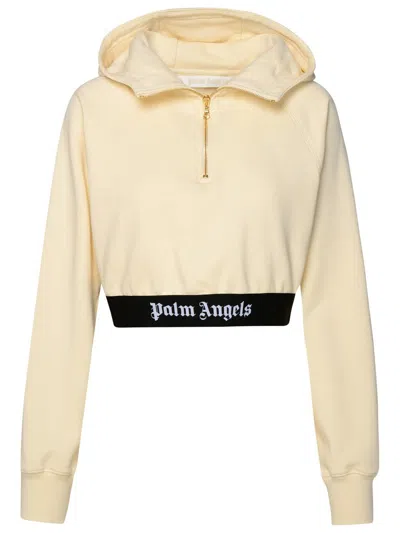 Shop Palm Angels Ivory Cotton Sweatshirt