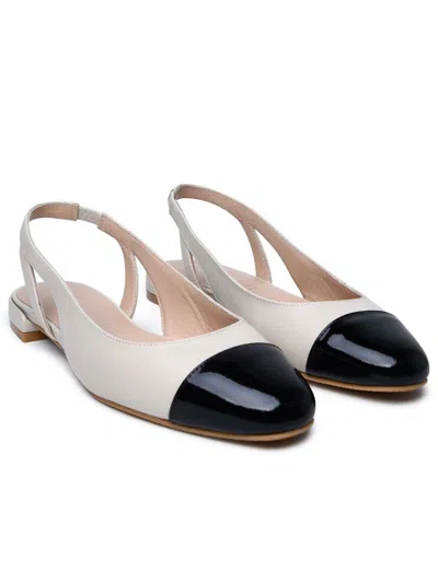 Shop Stuart Weitzman Ivory Leather Ballet Flats