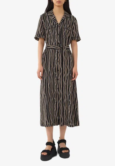 Shop Chloé All-over Chain Print Midi Shirt Dress In Black