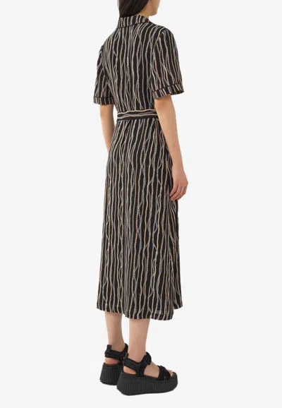 Shop Chloé All-over Chain Print Midi Shirt Dress In Black