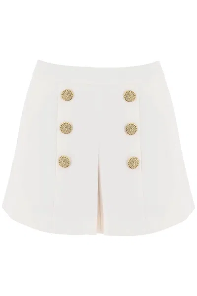 Shop Balmain Crepe Shorts With Embossed Buttons Women In Multicolor