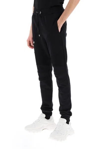 Shop Balmain Joggers With Topstitched Inserts Men In Multicolor