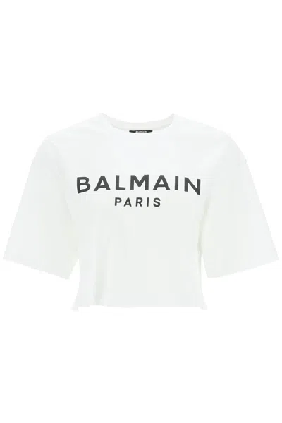 Shop Balmain Logo Print Boxy T-shirt Women In Multicolor