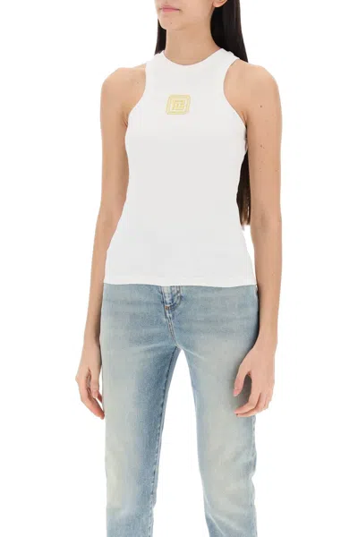 Shop Balmain Tank Top With Pb Embroidery Women In Multicolor