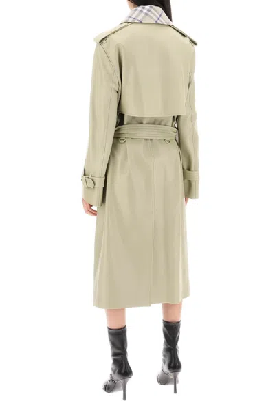 Shop Burberry Long Leather Trench Coat Women In Multicolor