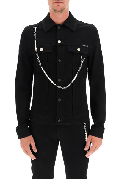 Shop Dolce & Gabbana Denim Jacket With Keychain Men In Multicolor