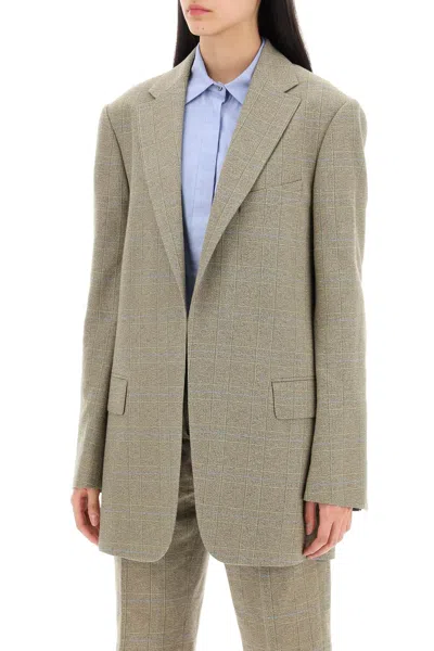 Shop Dries Van Noten "checked Cotton Blend Blazer With Square Women In Multicolor