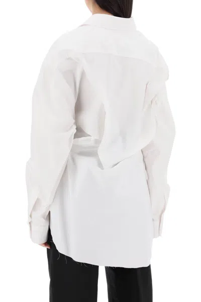 Shop Maison Margiela Draped Oversized Shirt Women In White