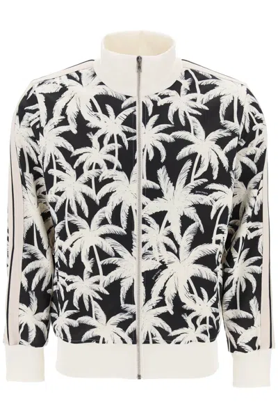 Shop Palm Angels Zip-up Sweatshirt With Palms Print Men In Multicolor