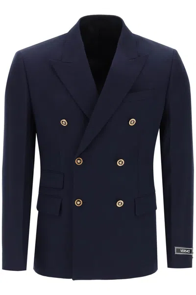 Shop Versace Tailored Jacket With Medusa Buttons Men In Multicolor