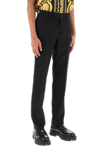 Shop Versace Tailored Pants With Medusa Details Men In Black