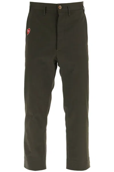 Shop Vivienne Westwood Cropped Cruise Pants Featuring Embroidered Heart-shaped Logo Men In Multicolor