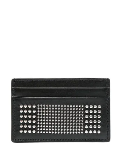 Shop Alexander Mcqueen Studded Leather Card Case In Black