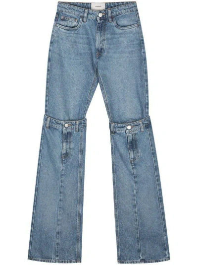 Coperni Open Knee Mid-rise Jeans In Denim