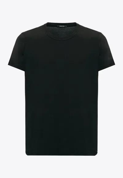 Tom Ford Black Stretch Cotton Crew Neck T-shirt In Black